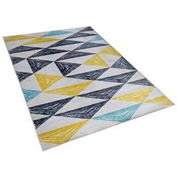 Tapis Polyester Gris et Jaune pour Salon ou Chambre 140 x 200 cm