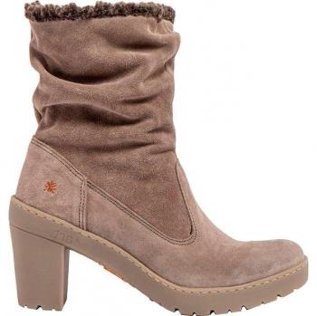 Botines de mujer de piel beige con tacón de 7,5cm