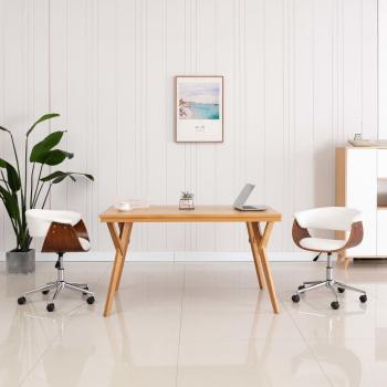 Modern White Faux Leather Swivel Dining Chairs (2 pcs)
