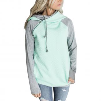 ECOWISH Damen Kontrastfarbe Kapuzenpullover – Grün