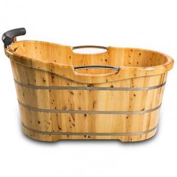 PureHaven freistehende Zedernholz-Badewanne 135x67 cm ergonomisch pflegeleicht 120 L