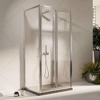 Box Doccia Mod. West 70 cm (H198) – 3 Lati, Vetro Trasparente, 2 Fissi e 2 Ante Battenti Saloon