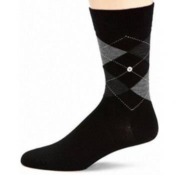 Burlington Men's Black Argyle Virgin Wool Socks (Size 11-14)