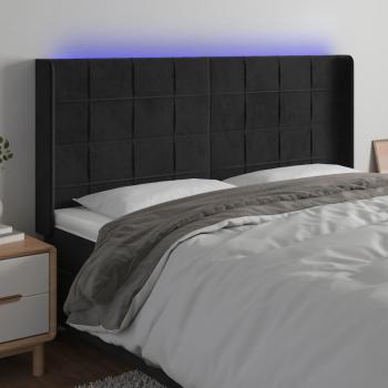 Cadre de lit double avec éclairage LED velours noir 183×16×118 cm