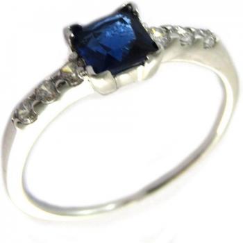 Sissi Silver Ring with White Sapphire (Rhodium)