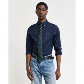 Camicia A Maniche Lunghe Gant Slim Pinpoint Oxford Blu Marino M