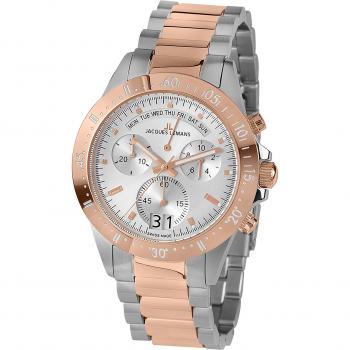 Jacques Lemans Armbanduhr Chronograph Jubiläum Rosa 44 mm