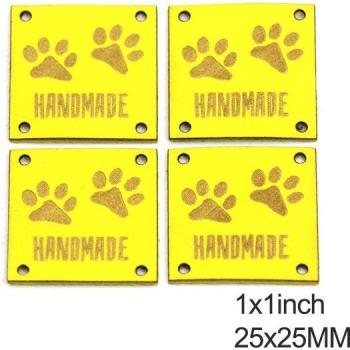 Paw Print Leather Labels – 20 Count, 25mm Custom Animal Footprint Tags