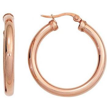 Jobo Ohrringe: Creolen aus Edelstahl, rotes Goldfinish