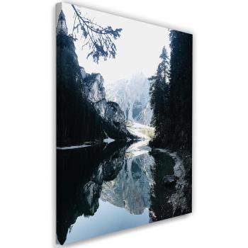 Quadro su tela Montagne riflesse nel lago 40x60 grigio