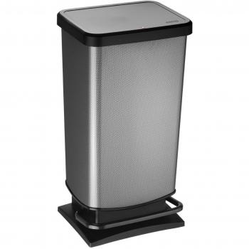 Treteimer Paso – Grau – 40 l – Pedalkorb & Abdeckplatte