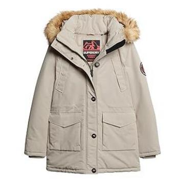 Parka con capucha y pelo sintético Superdry Everest gris para mujer