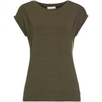 Tamaris Damen Shirt, unifarben, Rundhalsausschnitt, Kurzarm