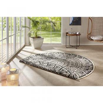 240 cm Black Vintage Round Rug – Easy Care, Durable