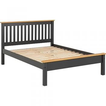 Seconique Monaco 4ft Small Double Low Footend Grey and Oak Bed Frame