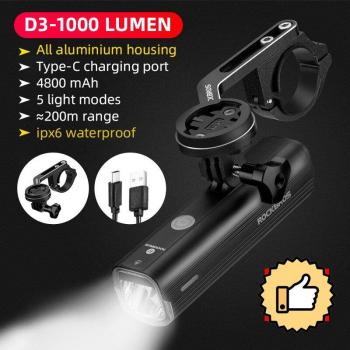 ROCKBROS Fietslicht 1000LM USB Oplaadbaar Waterdicht