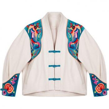 Chinesischer Retro-Langarm-Hanfu-Jacke mit Druck