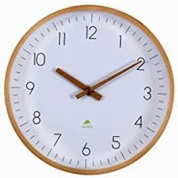 Horloge Murale ALBA HORTREE avec Fond Blanc et Bois Clair