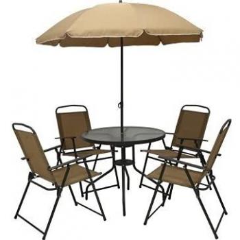 Set Funny ombrellone + tavolo + 4 sedie arredo esterno e giardino