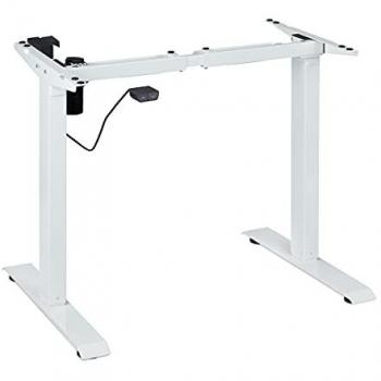 Bureau FlexiStep Relaxdays – Pied Extensible Électrique, Acier, Blanc