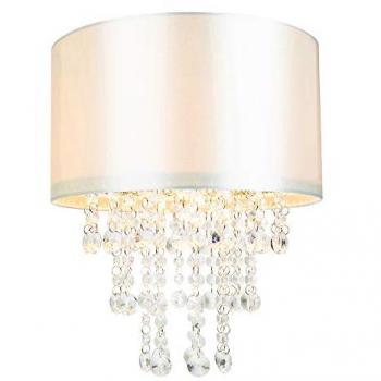 Cream Satin Pendant Light Shade with Transparent Acrylic Droplets