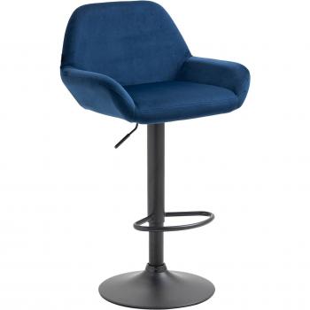 Tabouret Luxe Blue Velvet – Structure Métal Noir Mat