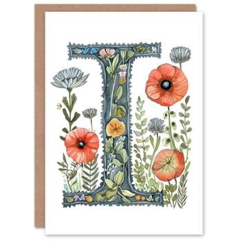 Floral Flair I Card: Watercolor Poppy Bouquet for Her