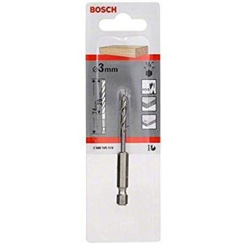 Bosch 2608595519 Hex Shank Wood Drill Bit, 3mm x 33mm x 74mm