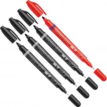 Markal Marqueur Permanent Double Pointe 3 Noirs + 1 Rouge