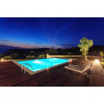 Schwimmbecken KWAD “STYROPORSTEIN POOL ALL INCLUSIVE” – 400 × 800 × 150 cm, Edelstahlleiter & Randsteine