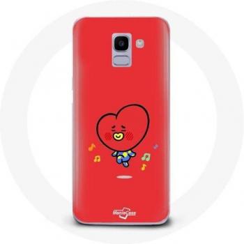 Samsung Galaxy A8 2018 Case BTS Bangtan Boys BT21 TATA V Red Background