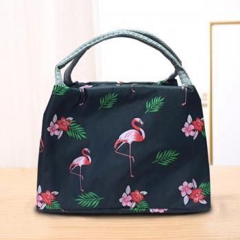 Bolsa de almuerzo térmica Oxford con patrón blanco y negro