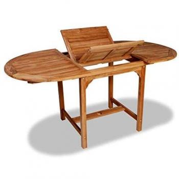 Table de Jardin en Teck Ovale avec Fonction Extensible
