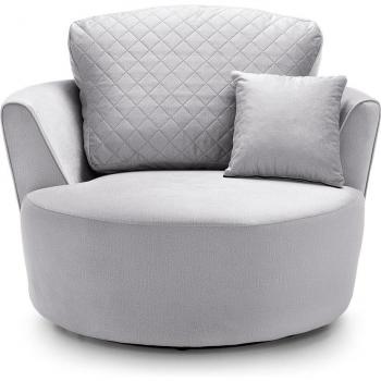 Light Grey Velvet Swivel Chair