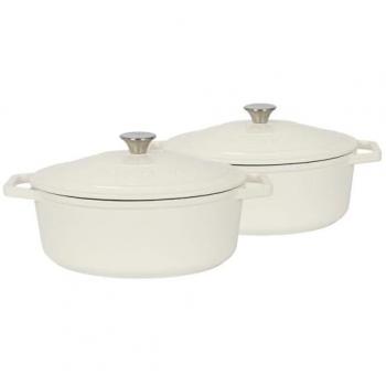 Argon Tableware Oval Cast Iron Dutch Oven, 4.68 L, White