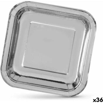 Platos de Cartón Algon Plateado 23x23 cm (36 Unidades)