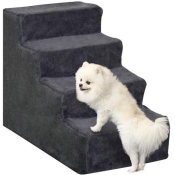 PetLuxe Four‑Step Canine Ladder with Easy‑Wash Cover – Dark Grey
