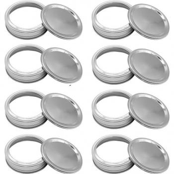 30 Packs Leak Proof Canning Lids and Bands for Regular Mouth Mason Jars, Stainless Steel