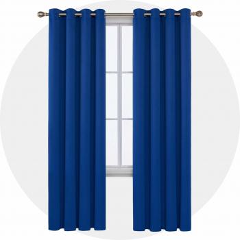 Deconovo Hitzeschutz Vorhang 290x140 cm Blickdicht Königsblau 2er Set