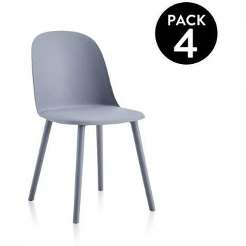 Grupo Sabra: 4 Sillas de Comedor en Polipropileno Gris