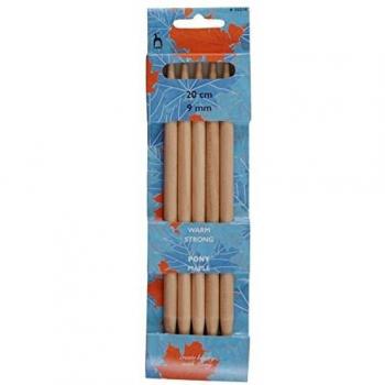 Pony Set of Five Double-Ended Knitting Pins Maple 20cm x 9.00mm