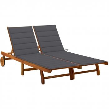 Acacia Solide 2 Places Chaise Longue Extérieure