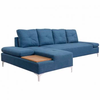 Sofà L XXL Blu vitaXL con supporto di legno per la tavola