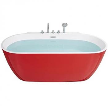 Baignoire centrale en acrylique blanche 170 cm × 83 cm – Design BELIANI ROTTO, robinetterie incluse