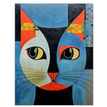 Pawsitive Vibes Cat Wall Decor (Blue & Orange)