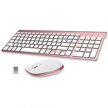 FENIFOX Wireless Keyboard & Mouse, 2.4G USB QWERTY Full Size UK Layout for Computer PC Mac imac Laptop Windows 10 8 7 Xp