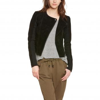 VERO MODA Chaqueta Slim Suede Corto, Mujer, Negro, Talla L