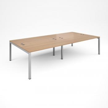 Connex 3200mm x 1600mm Double Back-to-Back Desk, Silver Frame and Beech Wood Top