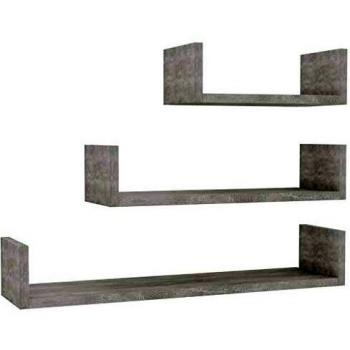 Wall Display Shelf Set of 3 Concrete Gray Engineered Wood
