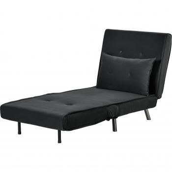 HOMCOM Schlafsessel mit Bettfunktion Klappsessel 77x88x83cm, Einzelsofa Samt Schwarz und Kissen
